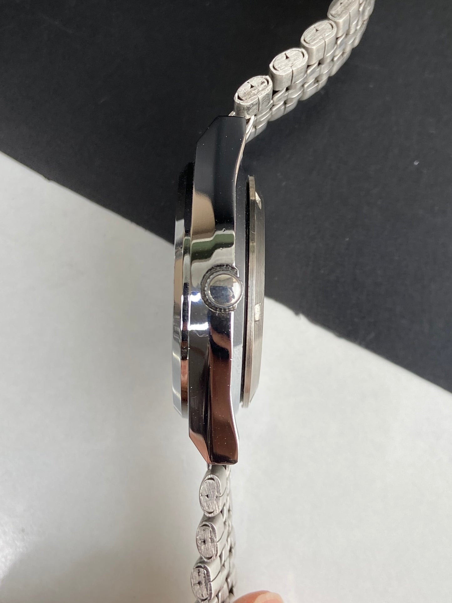 Vintage Mod Seiko 5 Automatic 6309A 17 Jewels Japan Men's Day-Date White Face Wrist Watch E73