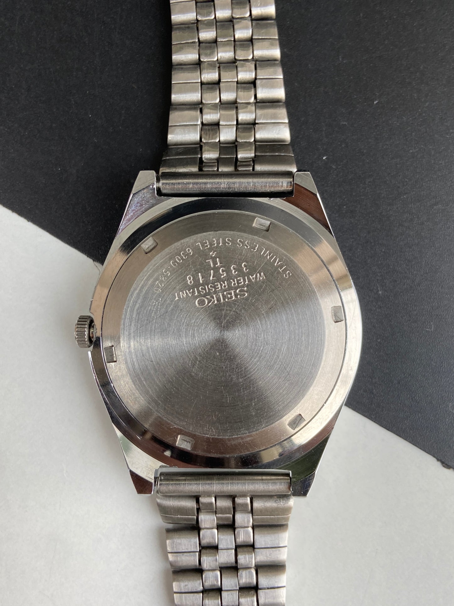 Vintage Mod Seiko 5 Automatic 6309A 17 Jewels Japan Men's Day-Date White Face Wrist Watch E73