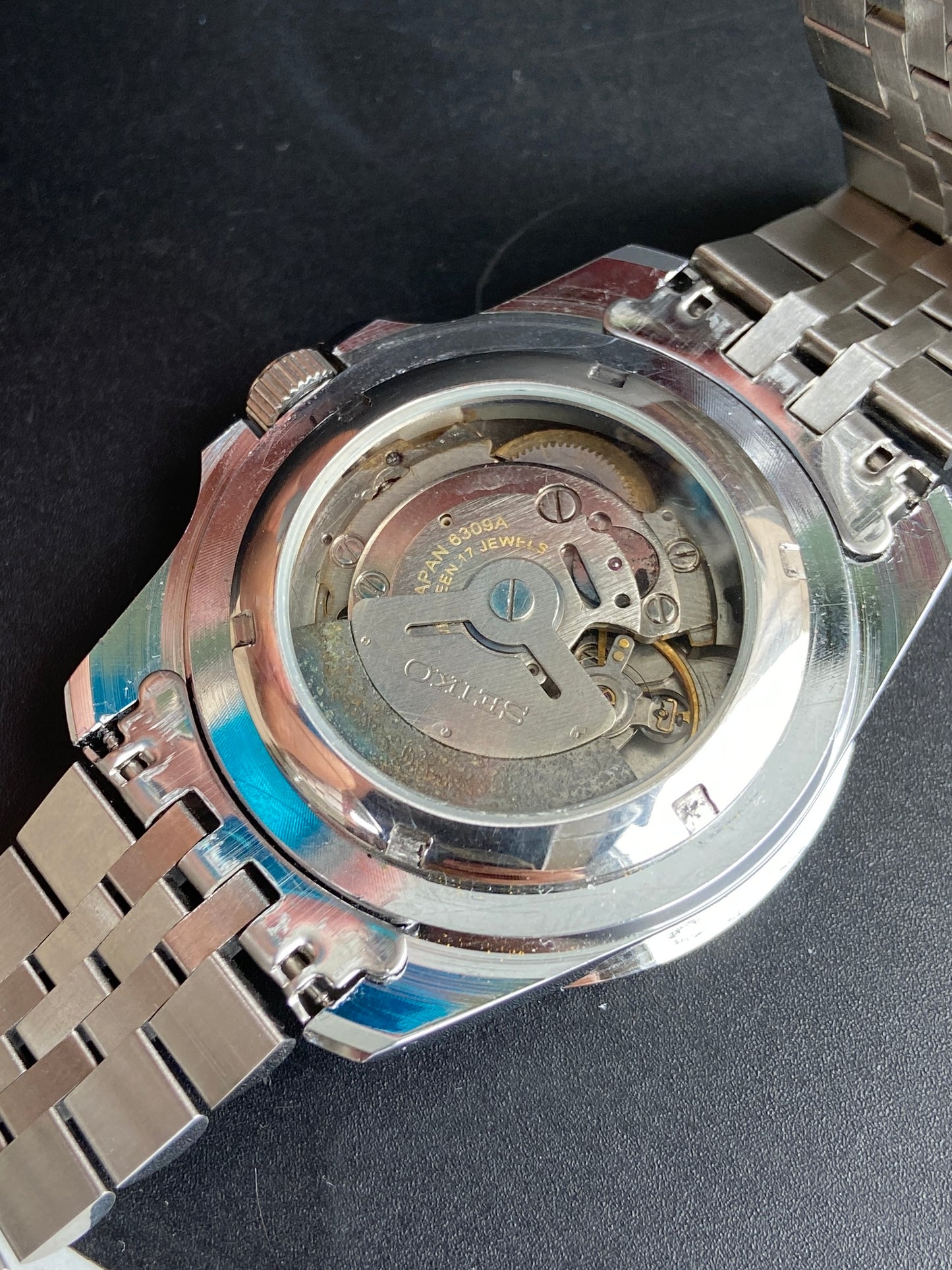 Vintage MOD Seiko Marine Master Automatic Black Face Cal. 6309 17 Jewels Rotating Bezel Men's Wrist Watch E77