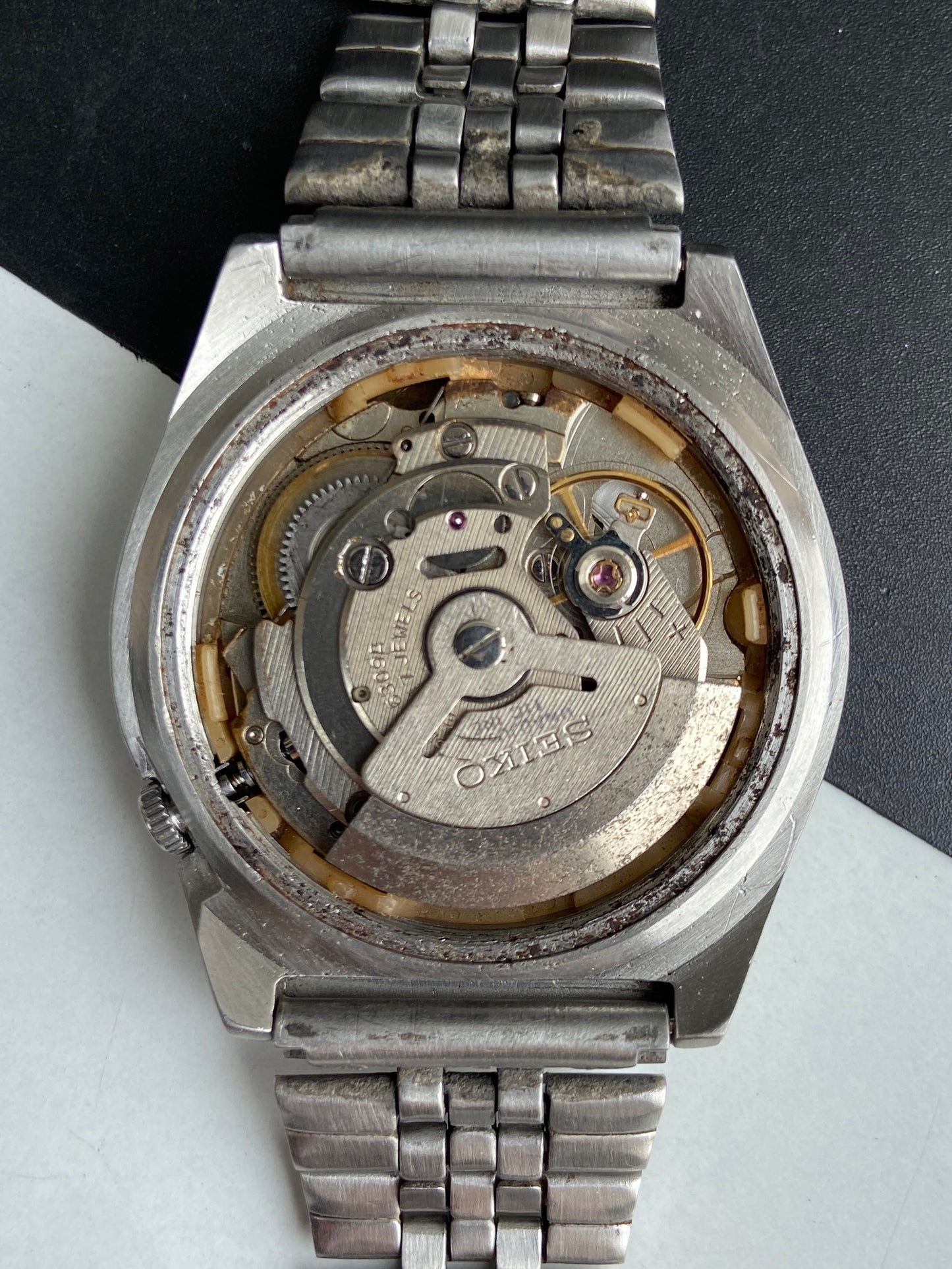 Vintage 1979 Original Seiko 5 Automatic 6309-8500 Black Face Day-Date Japanese Men's Wrist Watch E78