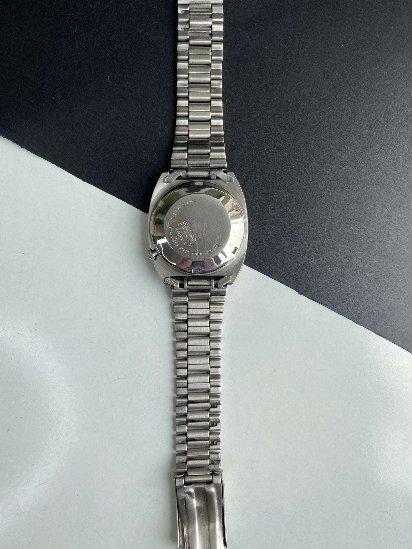 Vintage 1980 Original Seiko 5 Automatic 6309-603C Black Face Day-Date Japanese Men's Wrist Watch E79