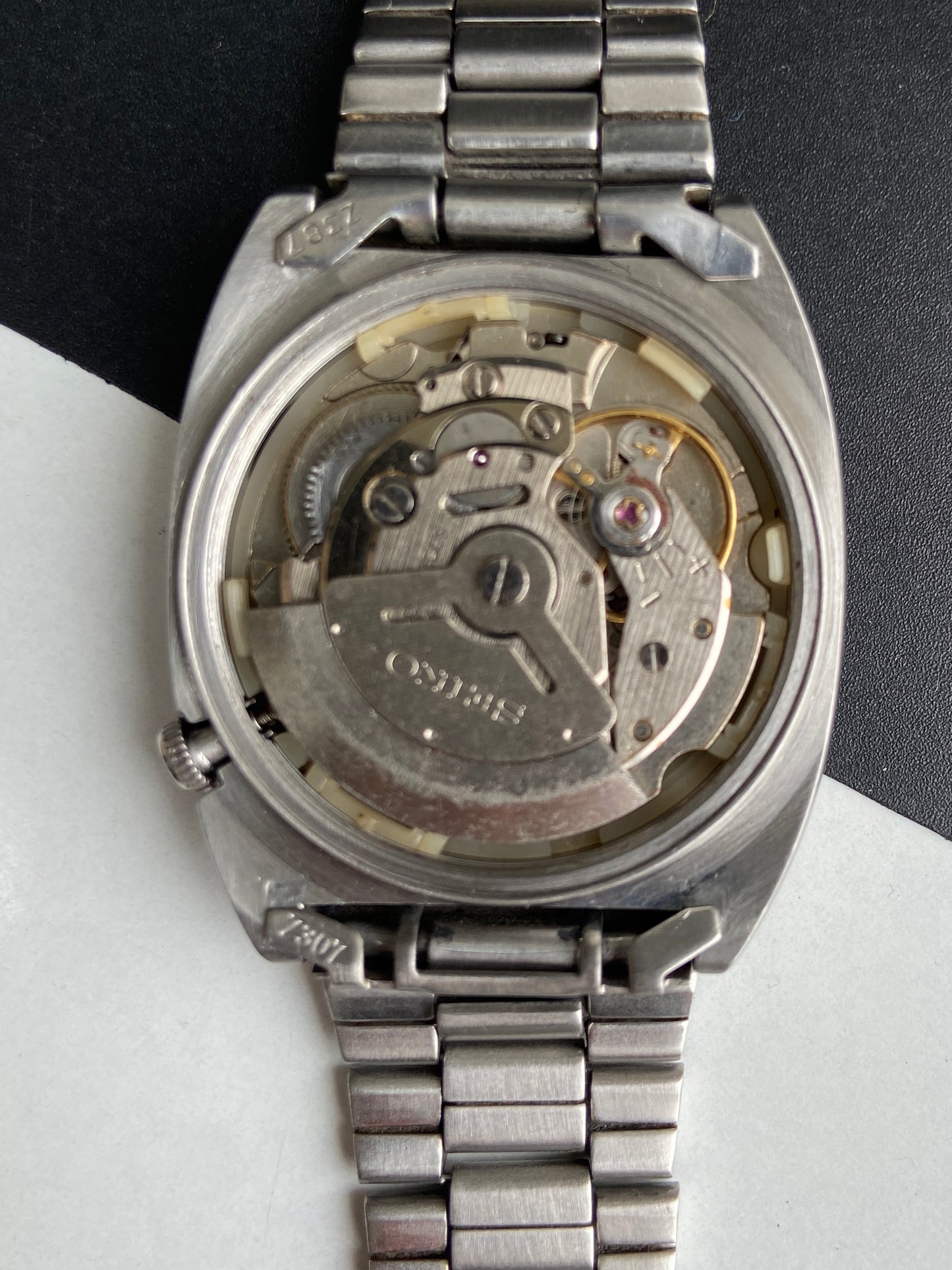 Vintage 1980 Original Seiko 5 Automatic 6309-603C Black Face Day-Date Japanese Men's Wrist Watch E79
