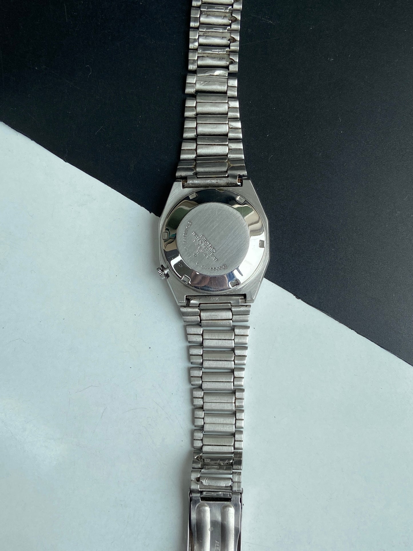 Vintage 1981 Original Seiko 5 Automatic 6309-5500 Black Face Day-Date Japanese Men's Wrist Watch E80