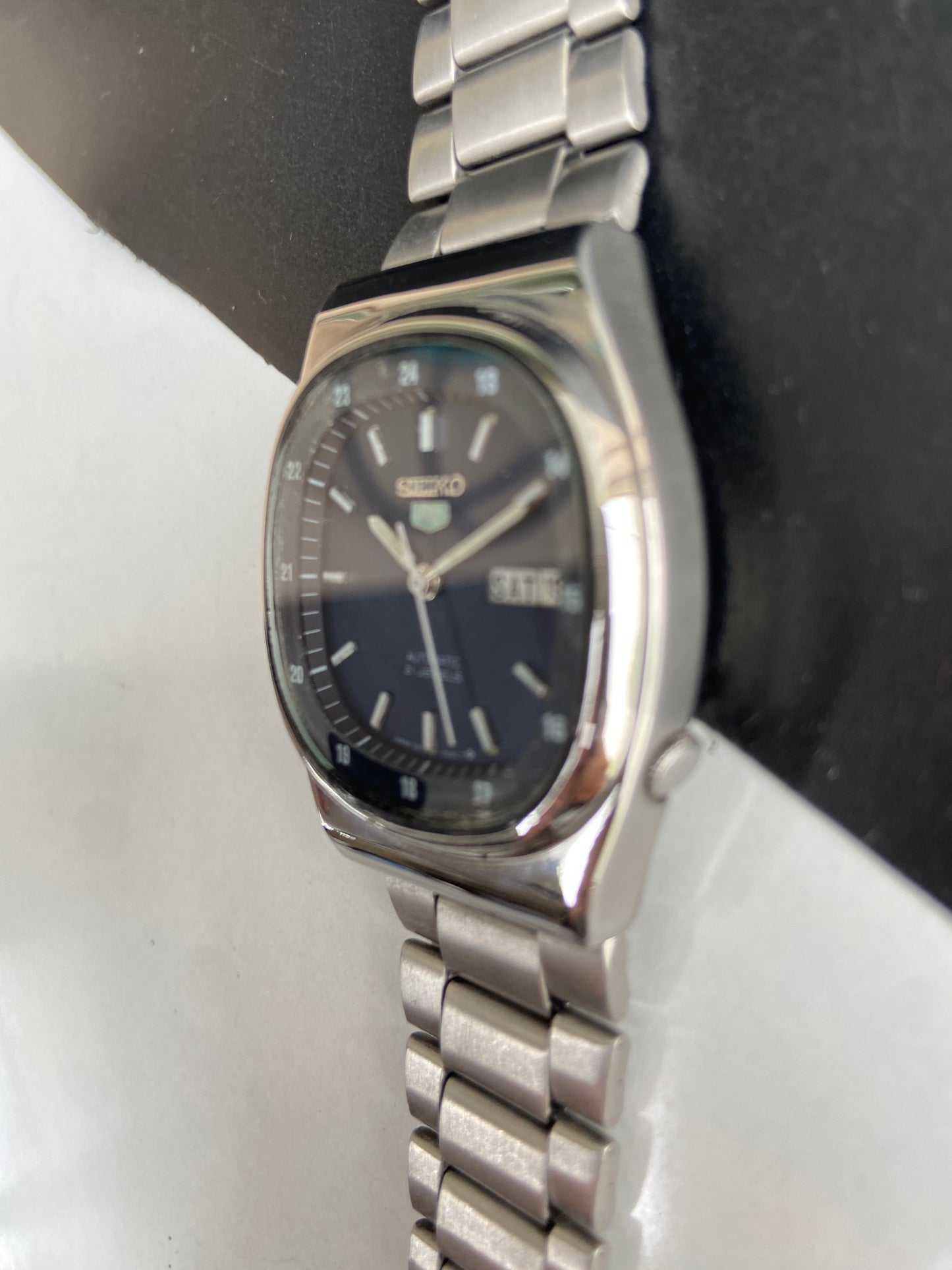 Vintage 1979 Original Seiko 5 Automatic 6319-6020 Black Face 21 Jewels Day-Date Japanese Men's Wrist Watch E98