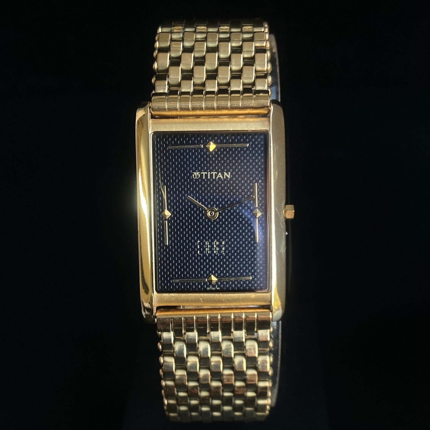 Original TITAN EDGE 1043BBA Rectangular Black Face 25MM Case Men's Watch k28