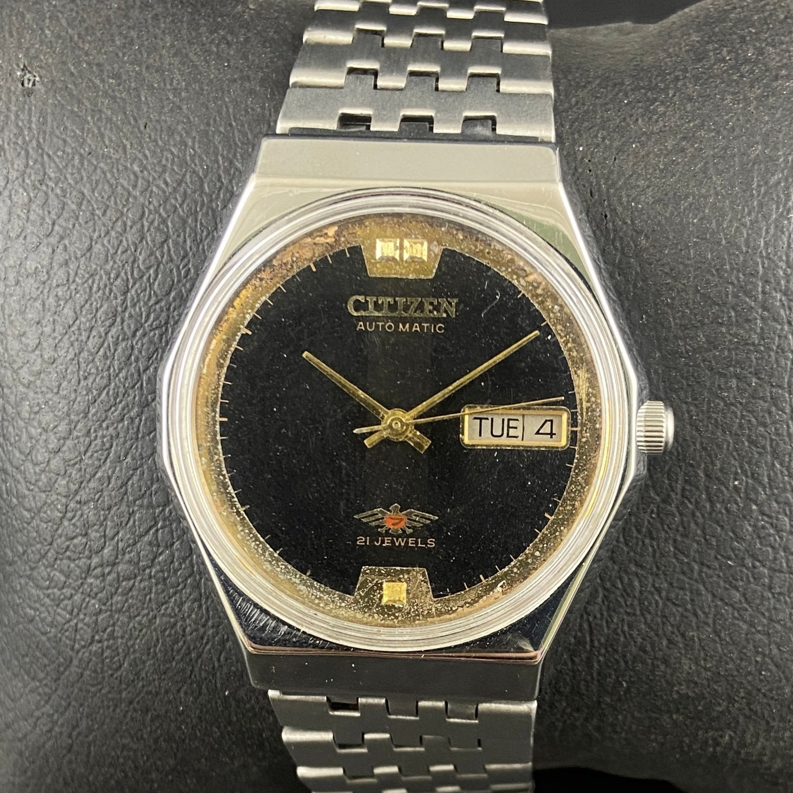 Vintage Original Citizen Black face 8200 Automatic 21 Jewels