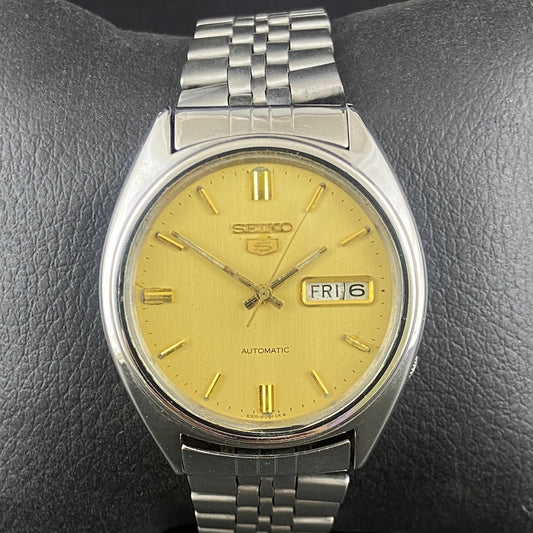 Vintage Original Seiko 5 Automatic Gold Face Cal. 6309 Men's Wrist Watch Serviced.