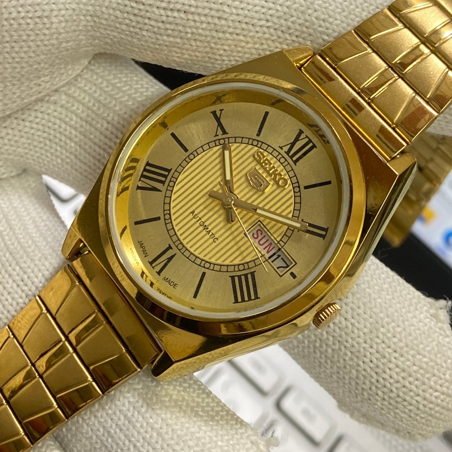 Vintage Seiko 5 Gold Plated Automatic17Jewels Cal. 6309 Golden Face Men's Wrist Watch SC05