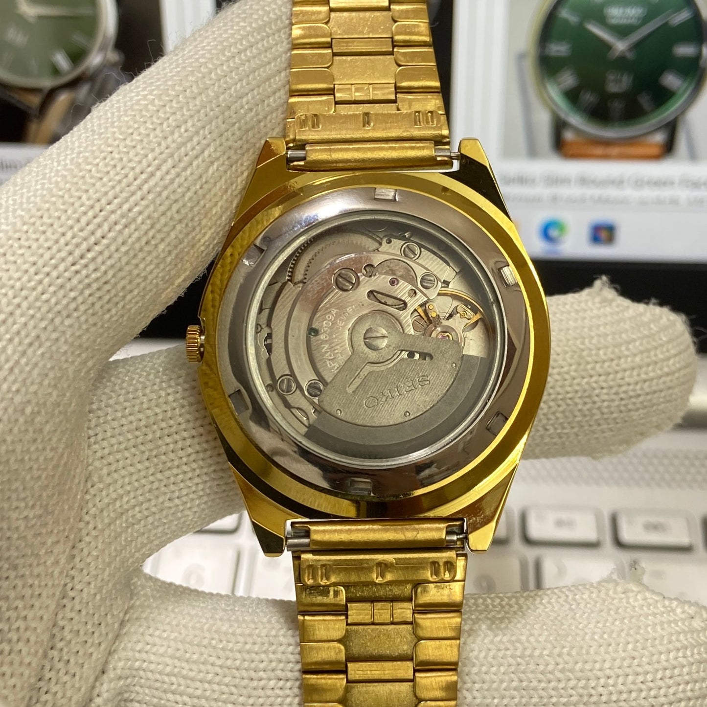 Vintage Seiko 5 Gold Plated Automatic17Jewels Cal. 6309 Golden Face Men's Wrist Watch SC05