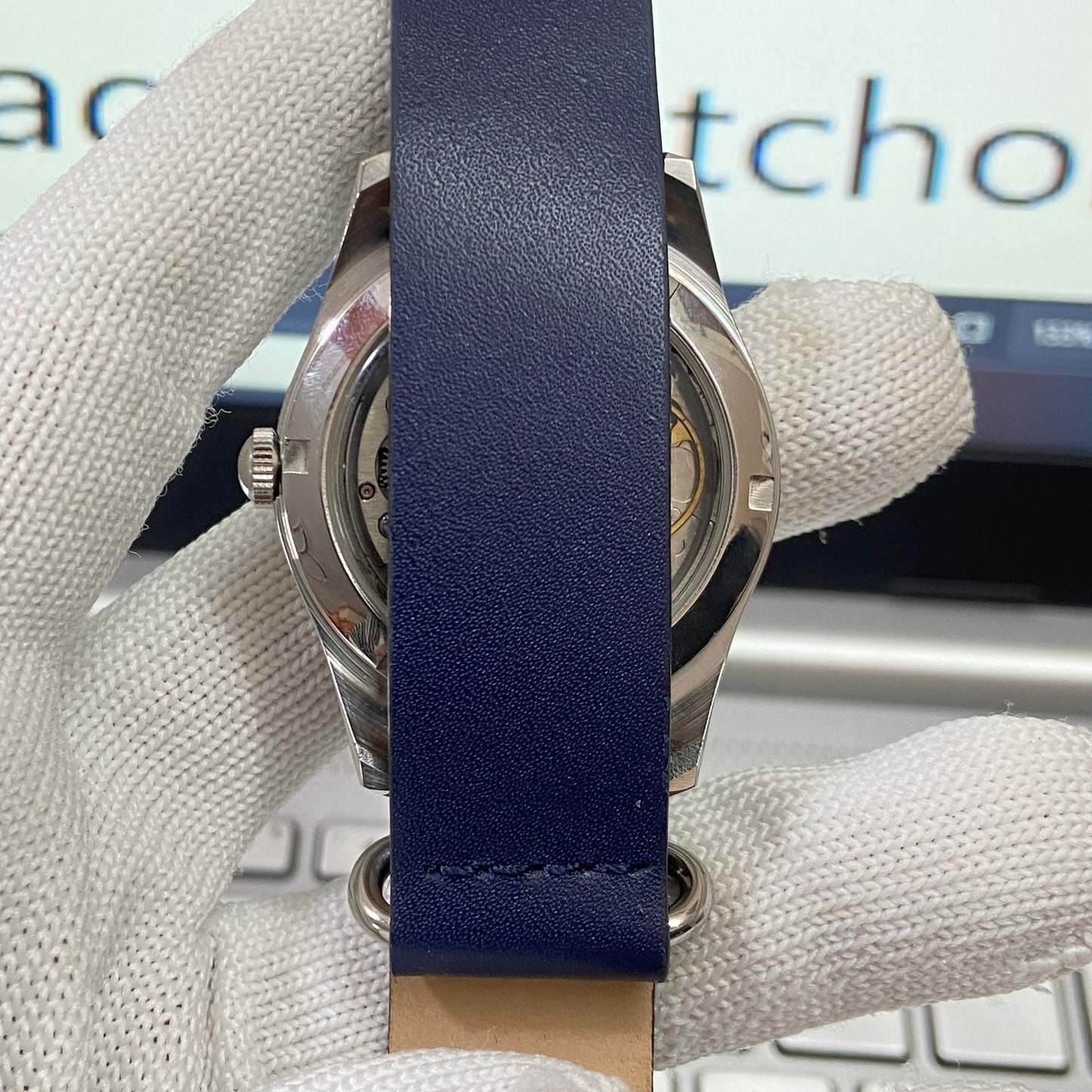 Vintage HMT Devanagari Hand Winding 17 Jewels Blue Face Blue nato Band Men's Wrist Watch B23