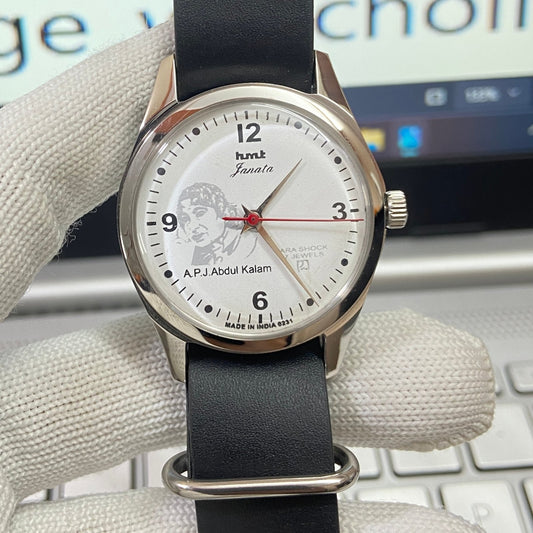 Vintage MOD HMT Janata Kalam Hand Winding 17 Jewels White Face Black Nato Band Men's Wrist Watch B63