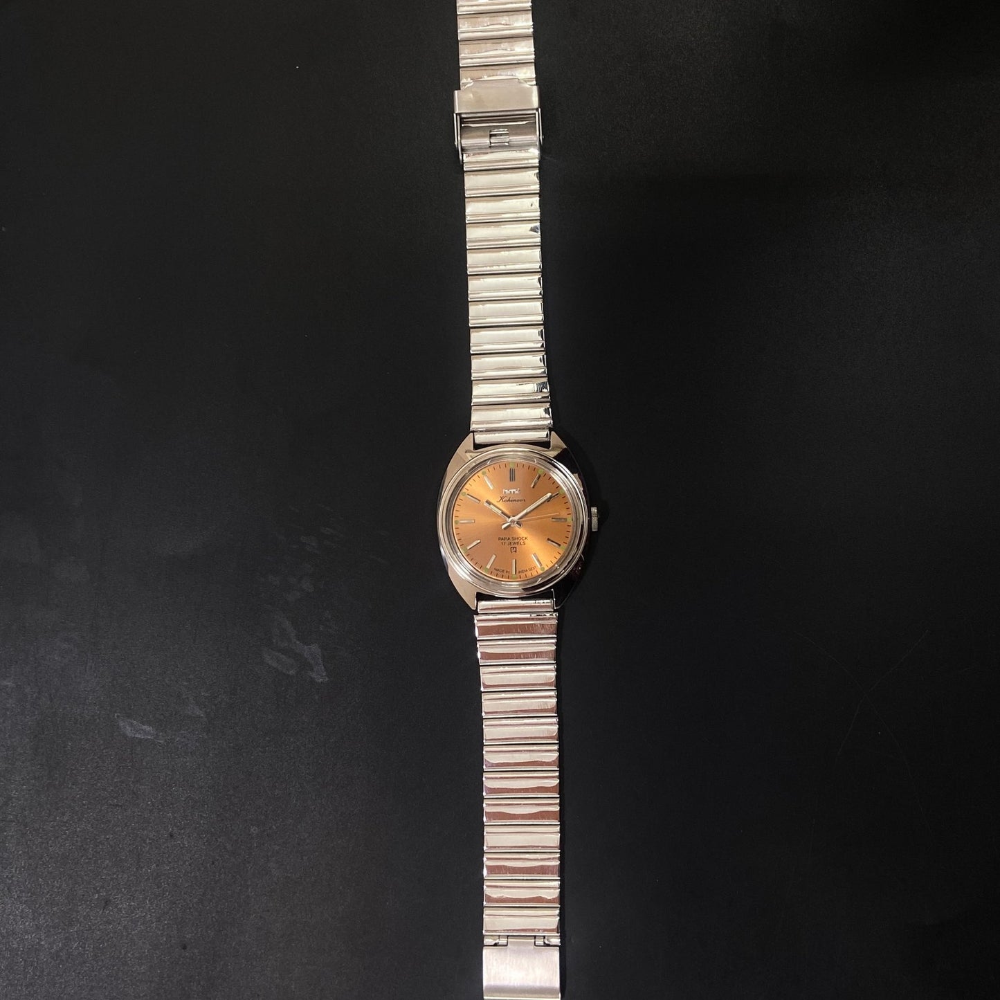 Vintage HMT Kohinoor Hand Winding 17 Jewels Orange Face Men's Wrist Watch B70