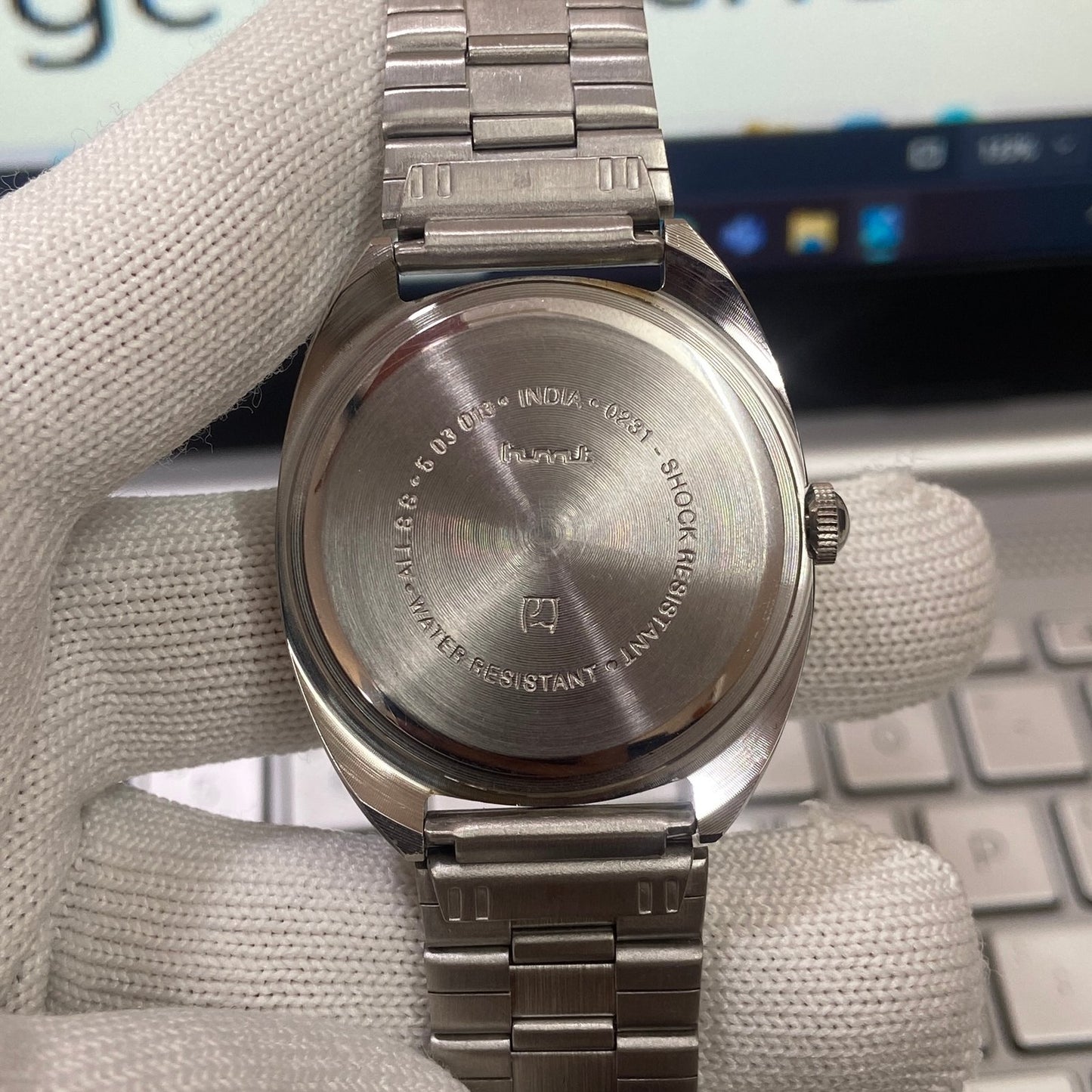 Vintage MOD HMT Kohinoor Hand Winding 17 Jewels Orange Face Men's Wrist Watch B70