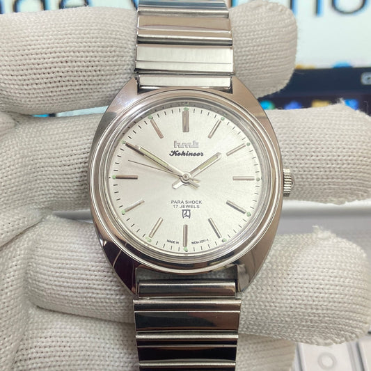 Vintage MOD HMT Kohinoor Hand Winding 17 Jewels Silver Face Men's Wrist Watch B72