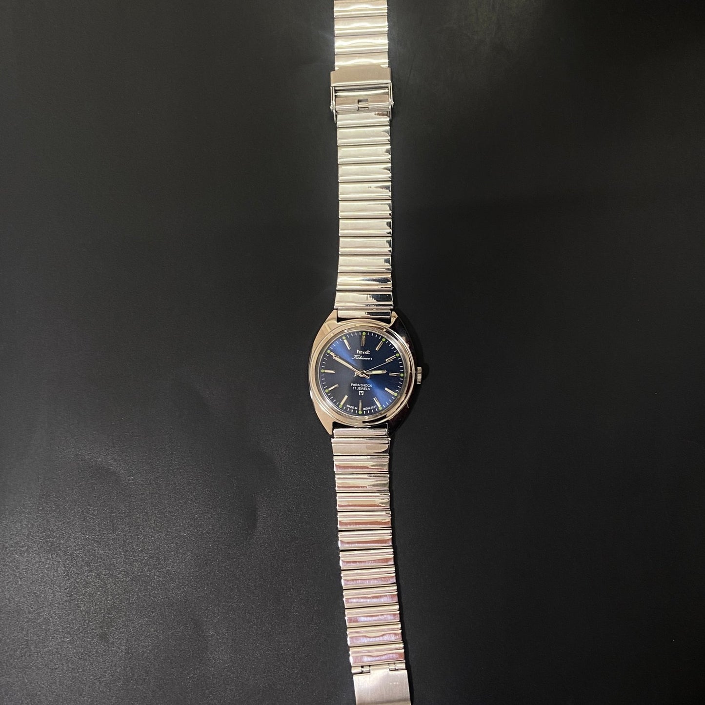 Vintage HMT Kohinoor Hand Winding 17 Jewels Blue Face Men's Wrist Watch B75