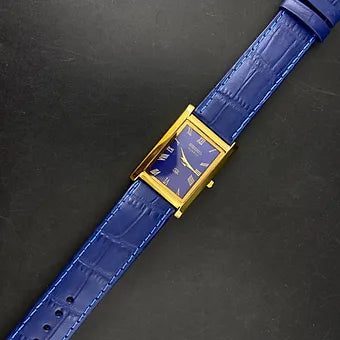 Seiko Slim Rectangular Quartz Blue Face Blue Band Men's Wrist watch C48