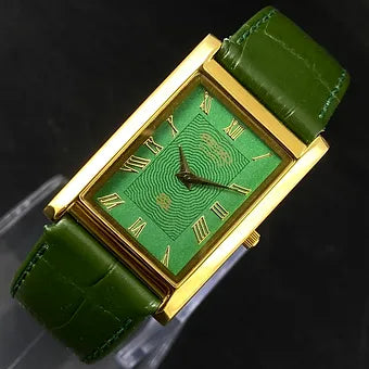Seiko Slim Rectangular Quartz Green Face Green Band Men's Wrist watch C49