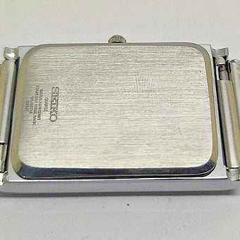 Seiko Slim Rectangular Quartz Green Face Mesh Band Men's Wrist Watch C68
