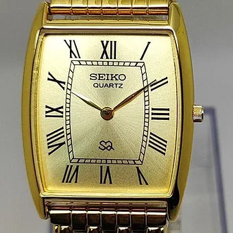 MOD Seiko Slim Barrel Quartz Golden Face Looser Chain Not Adjustable Men's Wrist Watch C92