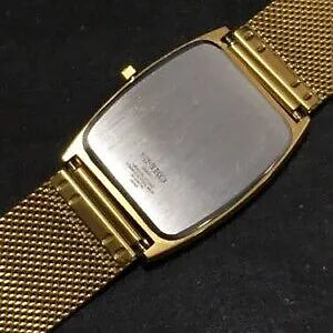 MOD Seiko Slim Barrel Quartz Golden Face Mesh Band Men's Wrist Watch C93