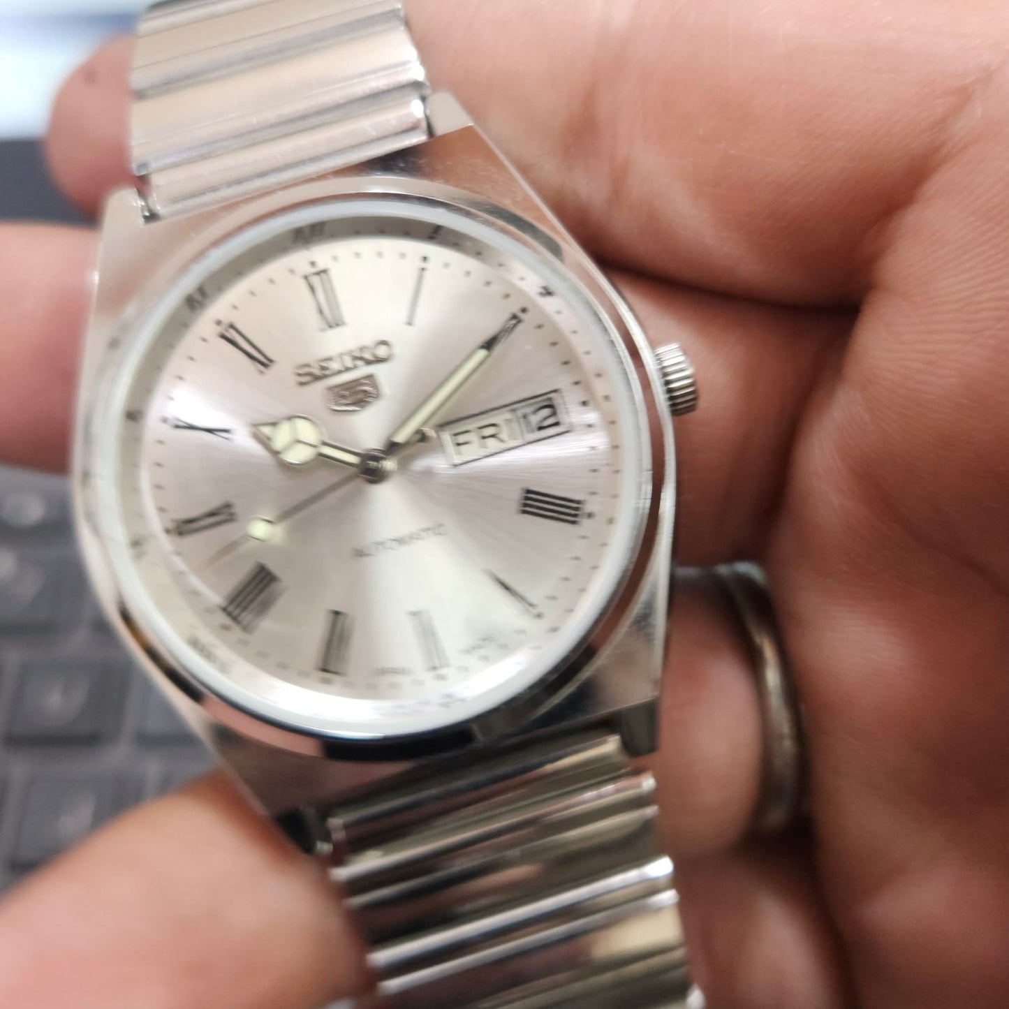 Vintage Seiko 5 Automatic 17Jewels Cal. 6309 Silver Face Men's Wrist Watch D95