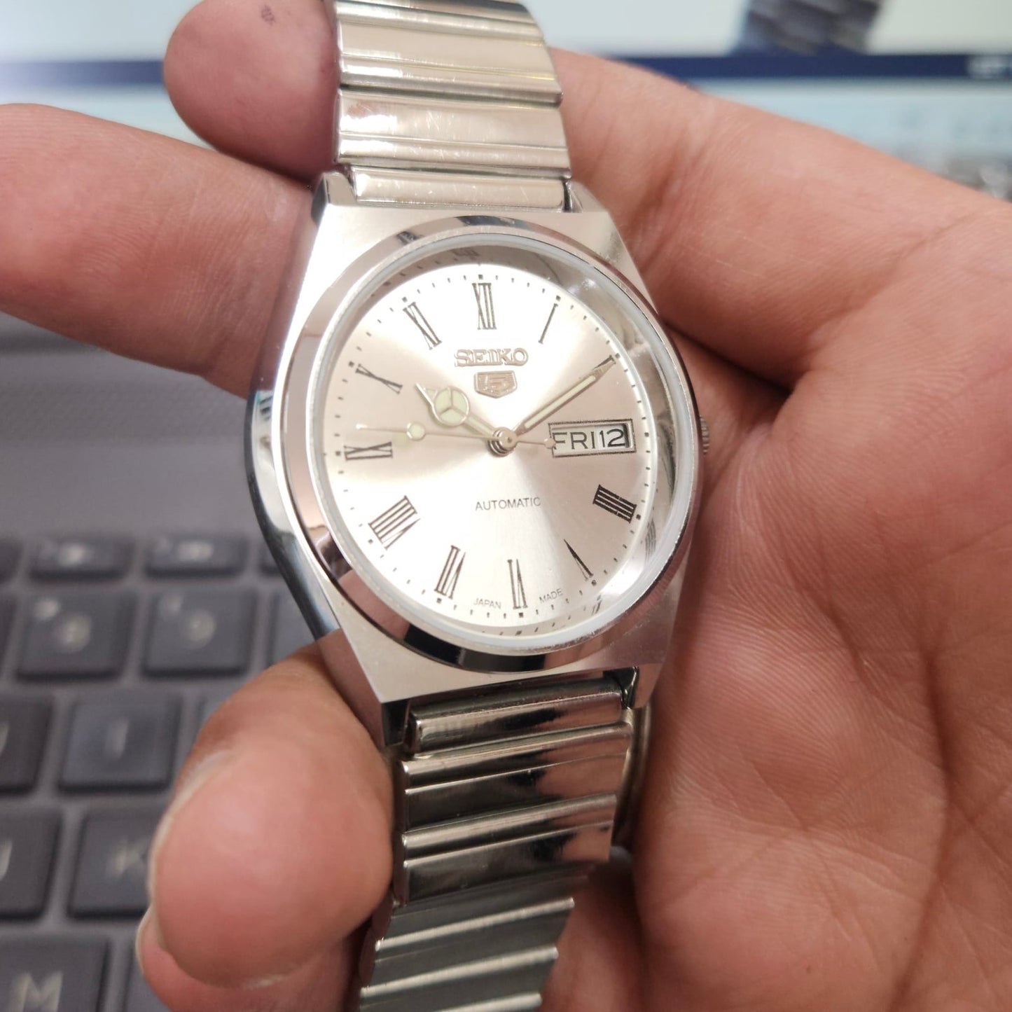 Vintage Seiko 5 Automatic 17Jewels Cal. 6309 Silver Face Men's Wrist Watch D95