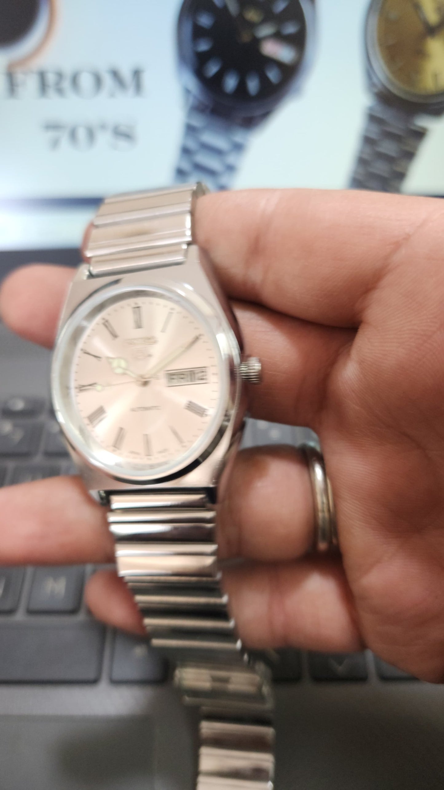 Vintage Seiko 5 Automatic 17Jewels Cal. 6309 Silver Face Men's Wrist Watch D95