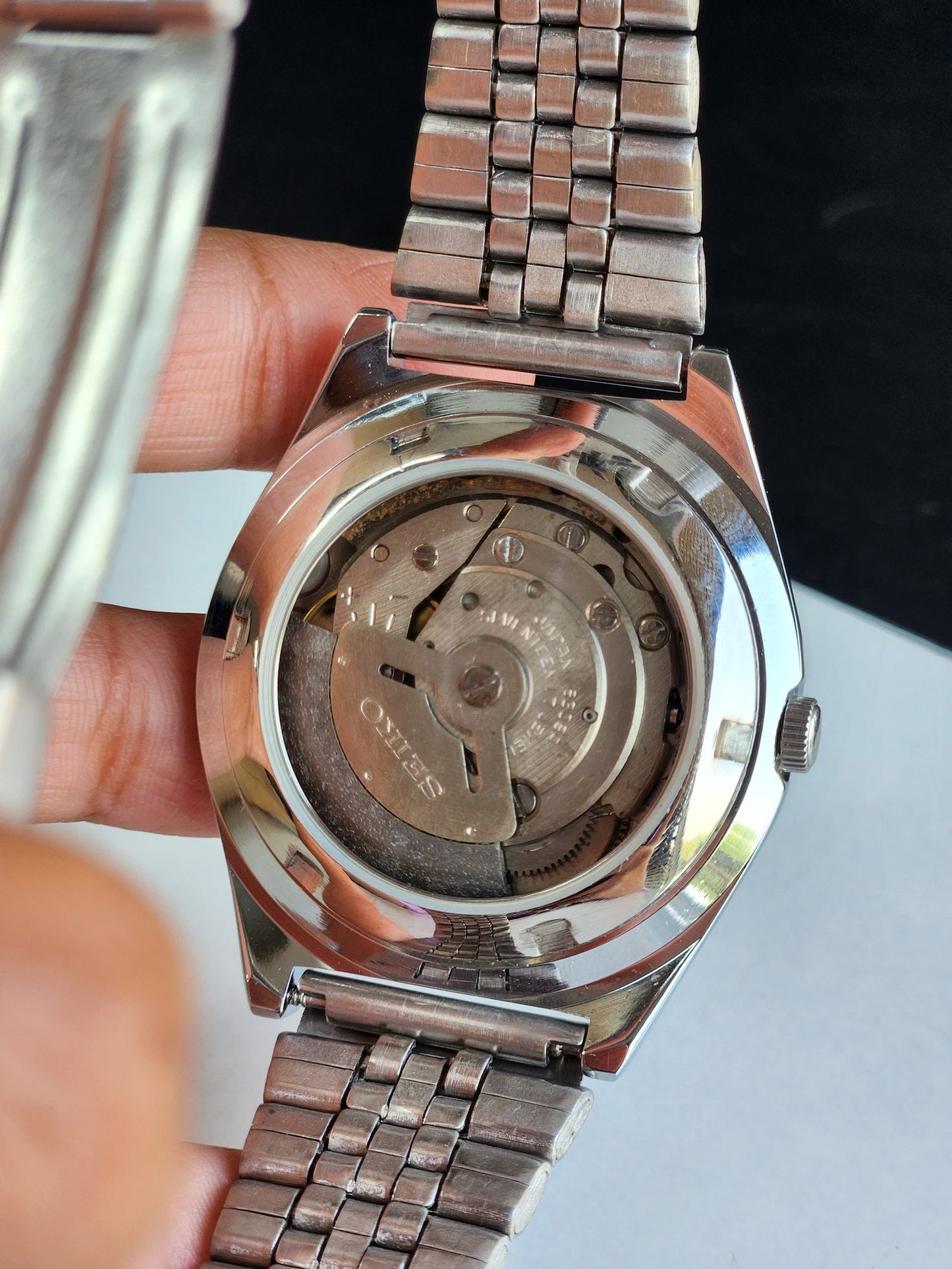 Vintage Mod Seiko 5 Automatic Arabic Brown Face 6309A 17 Jewels Japan Men's Day-Date Wrist Watch E33