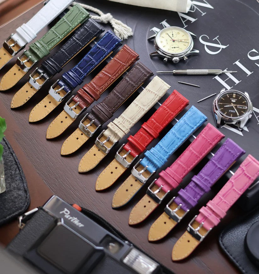 Slim Croco Leather Watch Strap (18mm) For Automatic Mechanical Watches I66