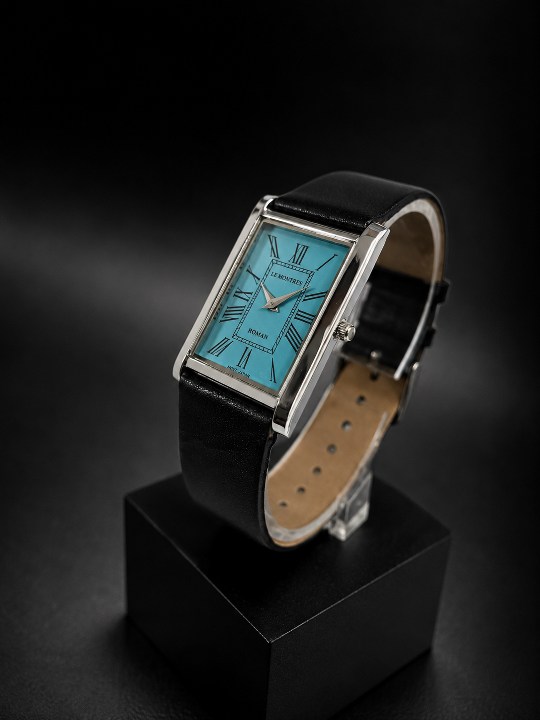 New Le Montres Classic Tank Quartz Men's Watch Sky Blue Roman Dial 26mm Silver Case LM17