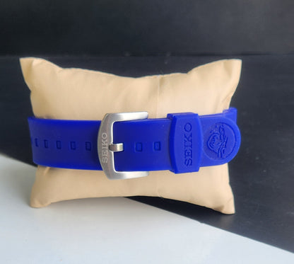 Vintage Seiko Turtle Automatic Blue Face Cal. 6309 Blue Silicone Strap Day-Date Men's Wrist Watch E57