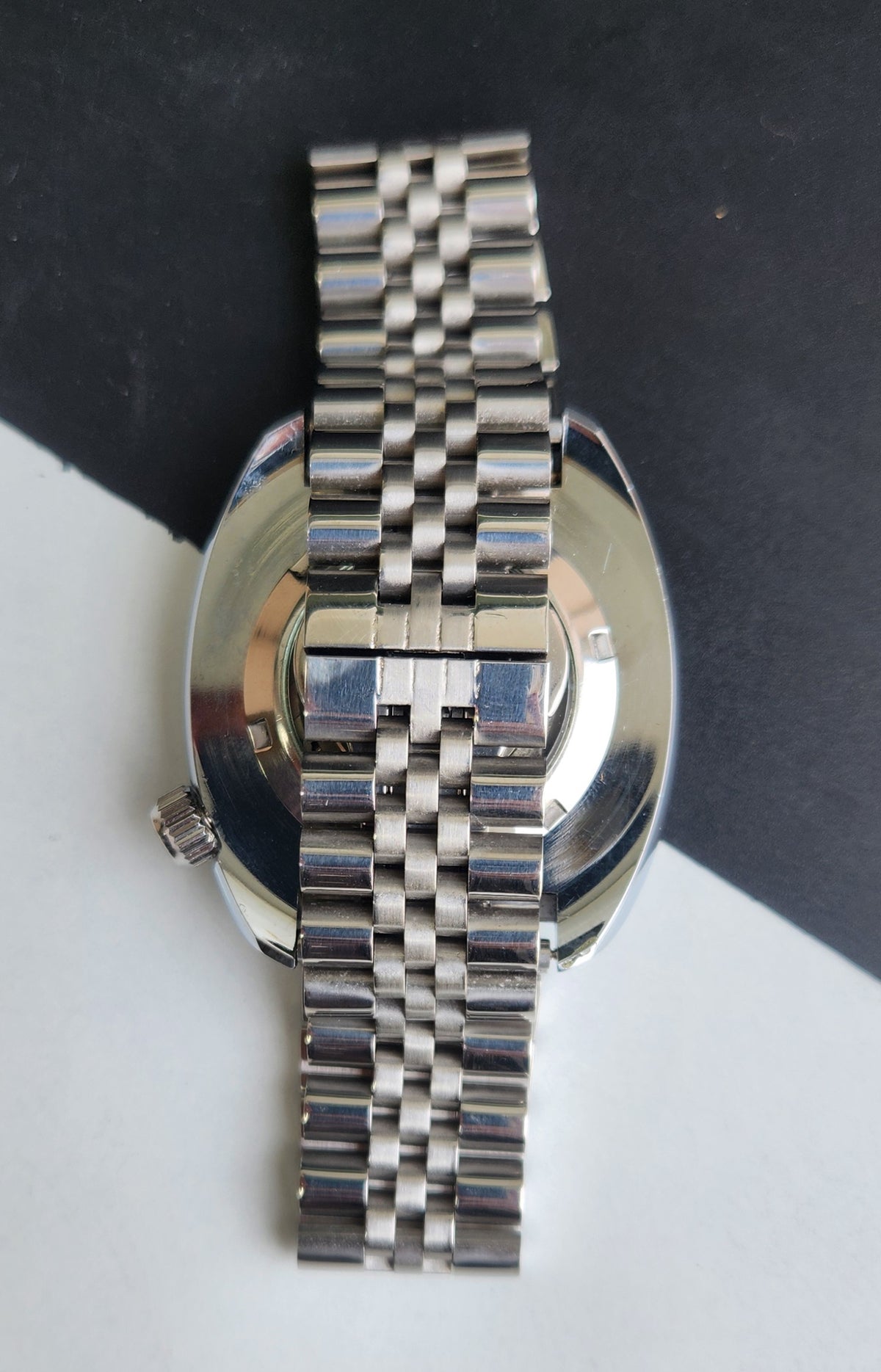 Vintage MOD Seiko Turtle Automatic White Face Cal. 6309 Jubilee Bracelet Day-Date Men's Wrist Watch E60