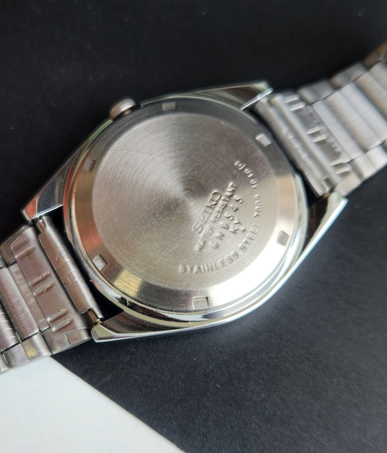 Vintage Mod Seiko 5 Automatic 6309A 17 Jewels Japan Men's Day-Date Silver Face Wrist Watch E56
