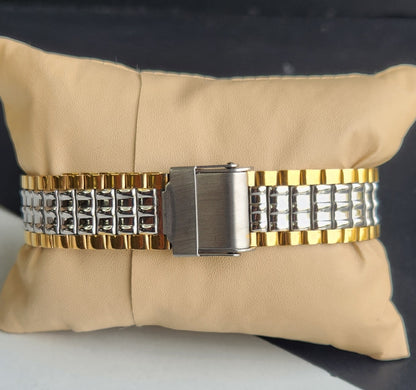 Vintage Mod Seiko Automatic 17 Jewels Cal. 6309 Golden Face Fix Bezel Two Tone Men's Wrist Watch E66