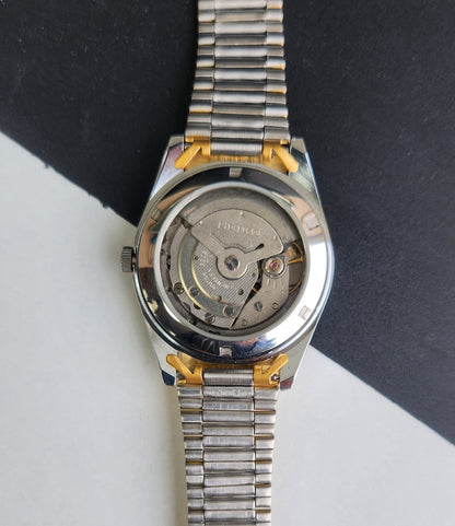 Vintage Mod Seiko Automatic 17 Jewels Cal. 6309 Golden Face Fix Bezel Two Tone Men's Wrist Watch E67