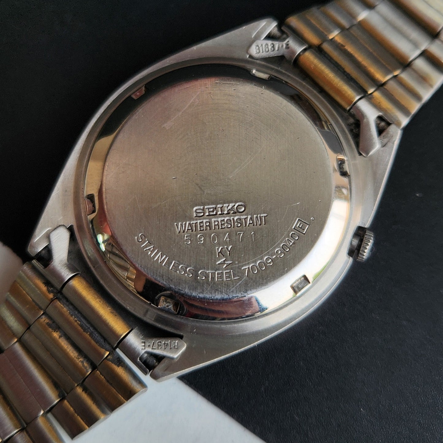 Vintage 1985 Original Seiko 5 Automatic 7009-3040 Blue Face 17 Jewels Day-Date Japanese Men's Wrist Watch EG05