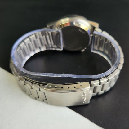 Vintage 1998 Original Seiko 5 Automatic 7S36-8260 Black Face 23 Jewels Day-Date Japanese Men's Wrist Watch EG14