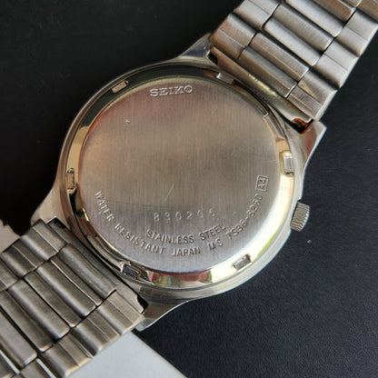 Vintage 1998 Original Seiko 5 Automatic 7S36-8260 Black Face 23 Jewels Day-Date Japanese Men's Wrist Watch EG14