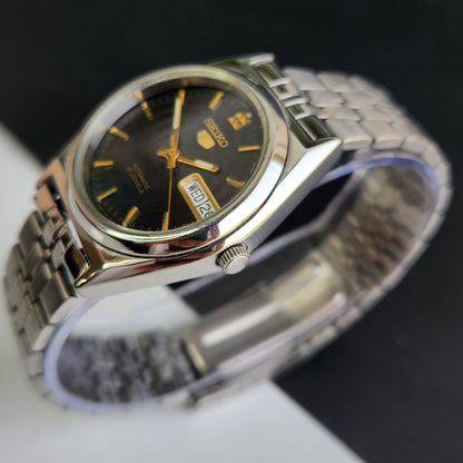 Vintage 1998 Original Seiko 5 Automatic 7S26-0070 Black Face 21 Jewels Day-Date Japanese Men's Wrist Watch EG15