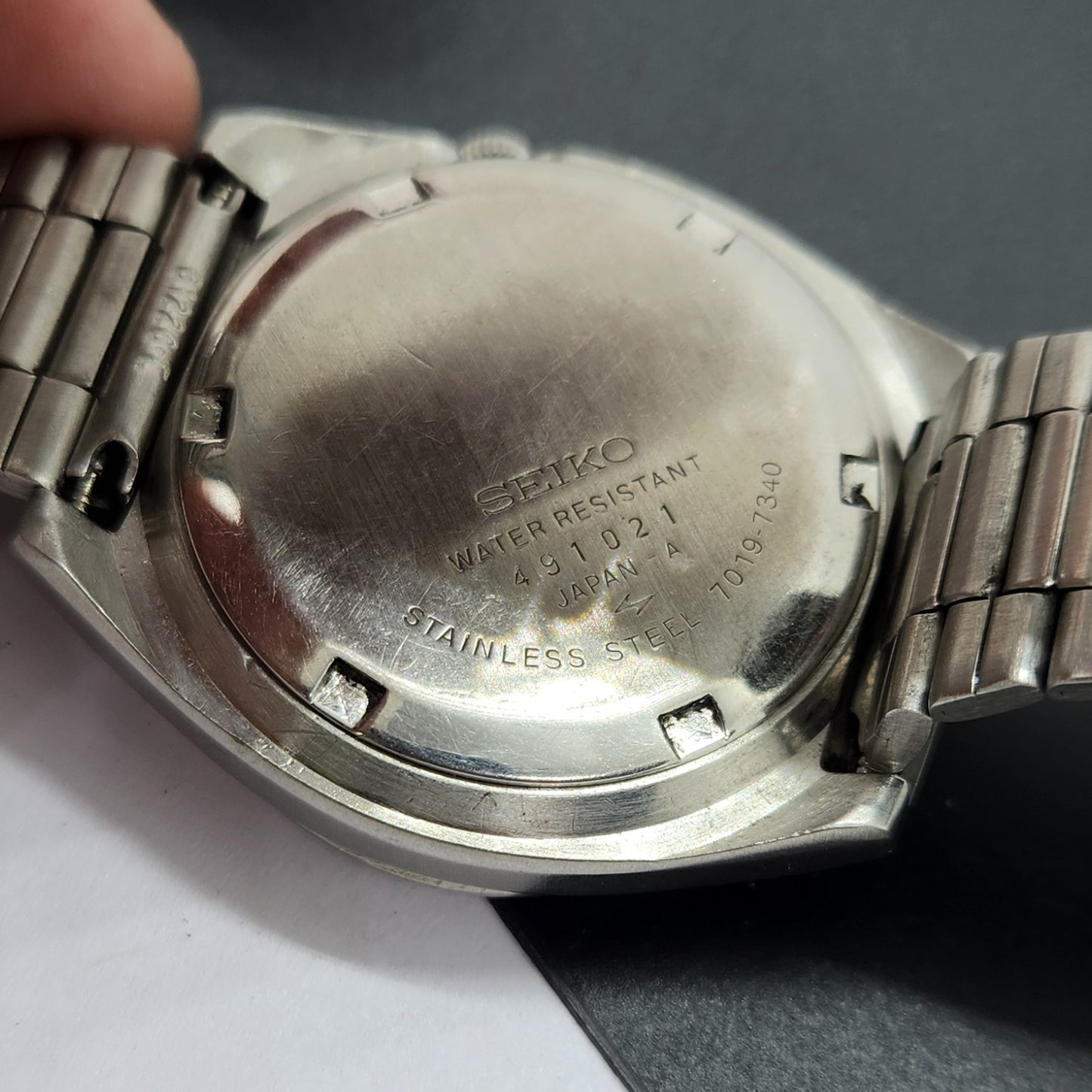 Vintage 1974 Original Seiko 5 Automatic 7019-7340 Blue Face 21 Jewels Day-Date Japanese Men's Wrist Watch EG23