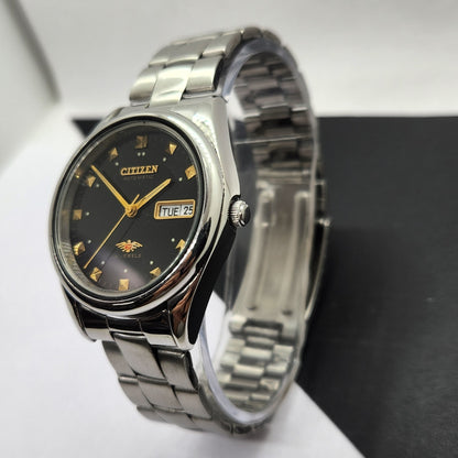 Vintage 1977 Original Citizen Automatic Cal. 8200 Black Face 21 Jewels Day-Date Japanese Men's Wrist Watch EG28