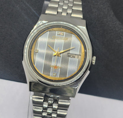 Vintage 1993 Original Citizen Automatic Cal. 8200 Gray Face 21 Jewels Day-Date Japanese Men's Wrist Watch EG33