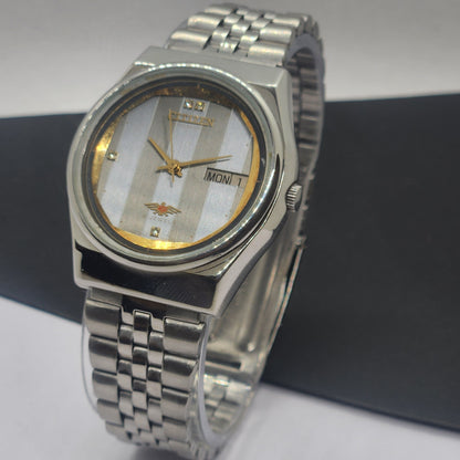 Vintage 1993 Original Citizen Automatic Cal. 8200 Gray Face 21 Jewels Day-Date Japanese Men's Wrist Watch EG33