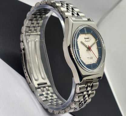Vintage Original HMT Deepak Hand Winding 17 Jewels White Face Silver Band Men's Wrist Watch F03