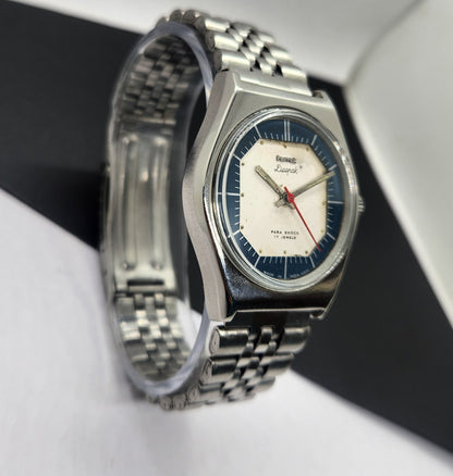 Vintage Original HMT Deepak Hand Winding 17 Jewels White Face Silver Band Men's Wrist Watch F03