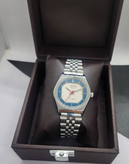 Vintage Original HMT Deepak Hand Winding 17 Jewels White Face Silver Band Men's Wrist Watch F03