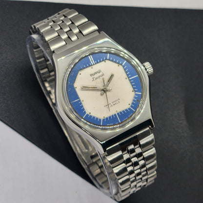 Vintage Original HMT Deepak Hand Winding 17 Jewels White Face Silver Band Men's Wrist Watch F04