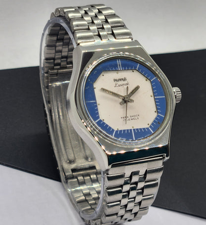 Vintage Original HMT Deepak Hand Winding 17 Jewels White Face Silver Band Men's Wrist Watch F04