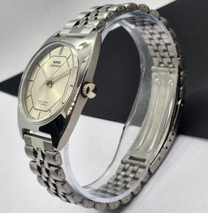 Vintage Original HMT Avinash Hand Winding 17 Jewels Silver Face Silver Band Men's Wrist Watch F06