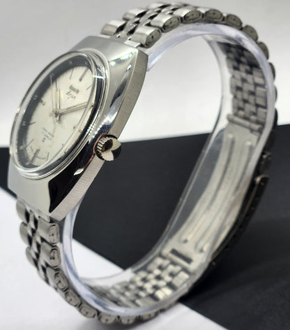 Vintage Original HMT Arjun Hand Winding 17 Jewels Silver Face Silver Band Men's Wrist Watch F07